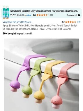 Silicone Toilet Lid Lifter Set - Pastel Purple, Yellow, Pink